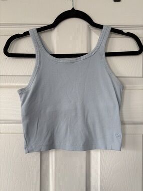 Victoria Secret PINK Light Blue Ribbed Tank Crop Top Size Small